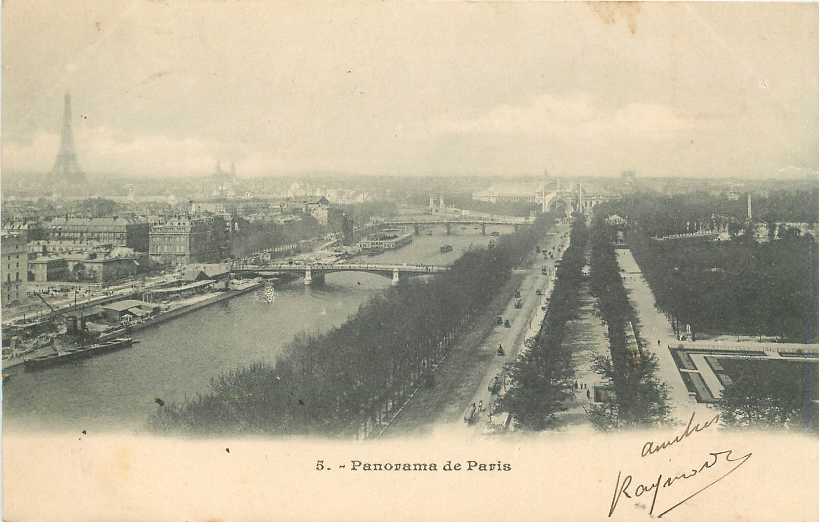 CPA Panorama de PARIS Tour Eiffel