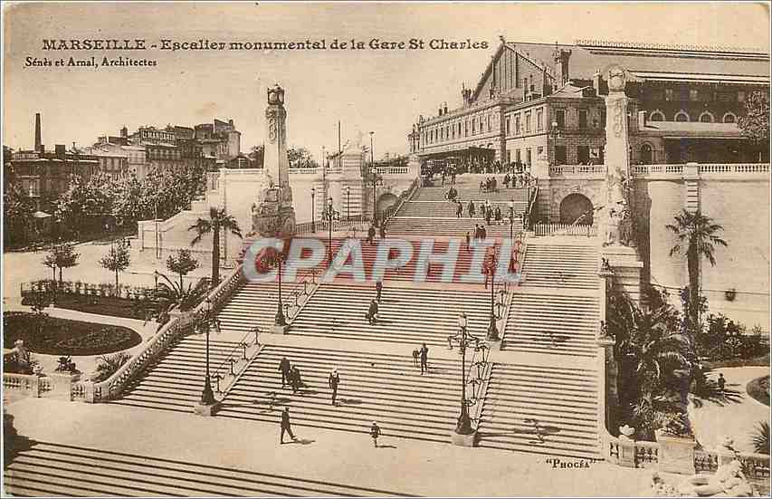 CPA MARSEILLE Escaliers monumental de la Gare St-Charles