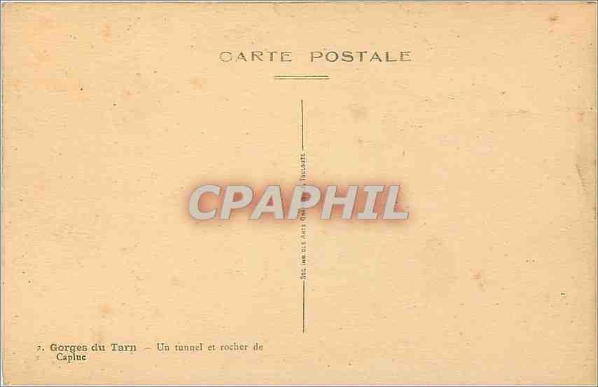 CPA Gorges du Tarn - Un tunnel et rocher de Capluc — Rückseite
