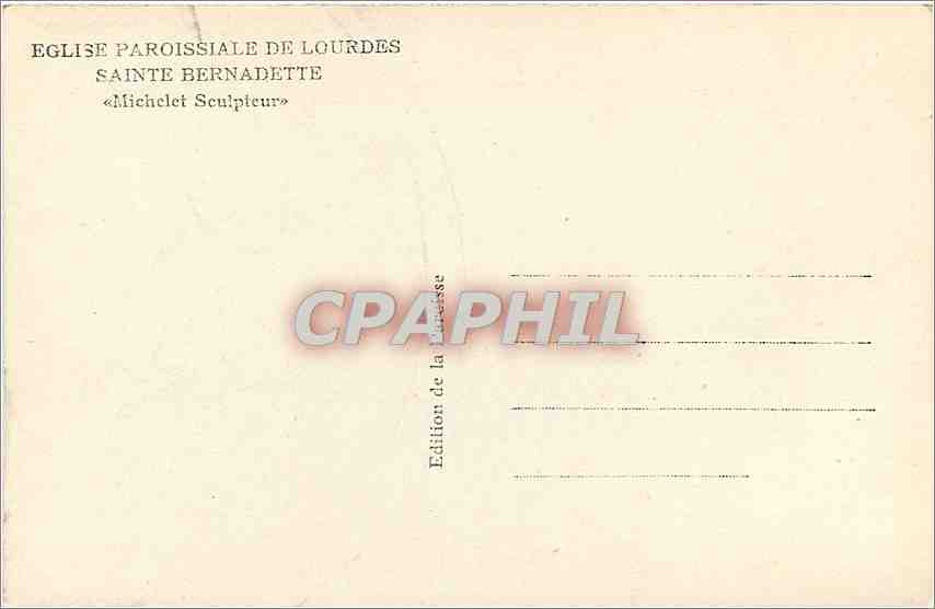 CPM EGLISE PAROISSIABLE DE LOURDES Sainte Bernadette Michelet — Verso