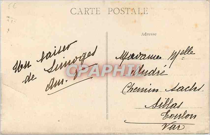 CPA Limoges _ L'Hotel de Ville  — Rückseite