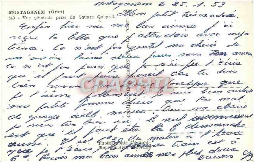 CPM MOSTAGANEM Vue generale prise du square Queyrat — Verso