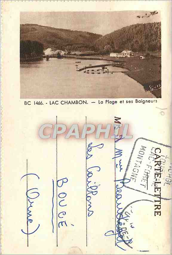 CPA LE LAC CHAMBON et les Monts Dore Sancy — Rückseite