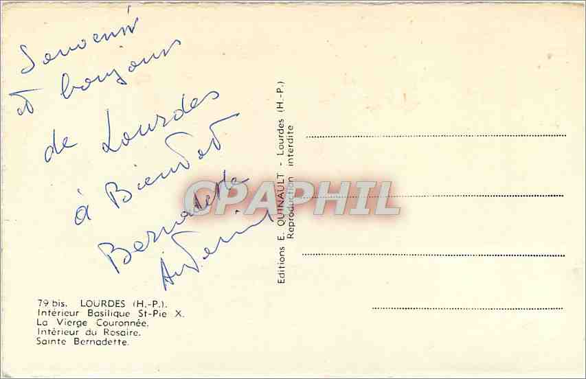 CPA Souvenir de LOURDES — Verso
