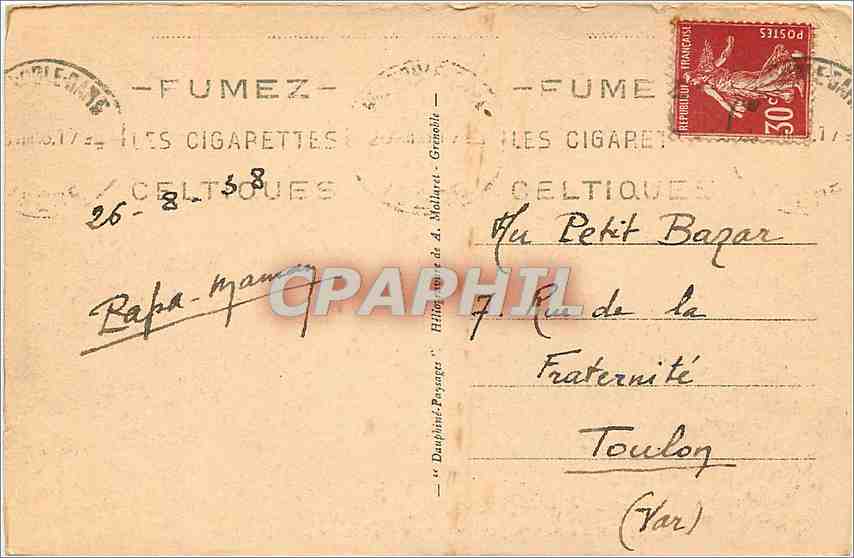 Grenoble — Les Vieux Quartiers et les Alpes — Dauphiné Paysages n°10.566 — Rückseite