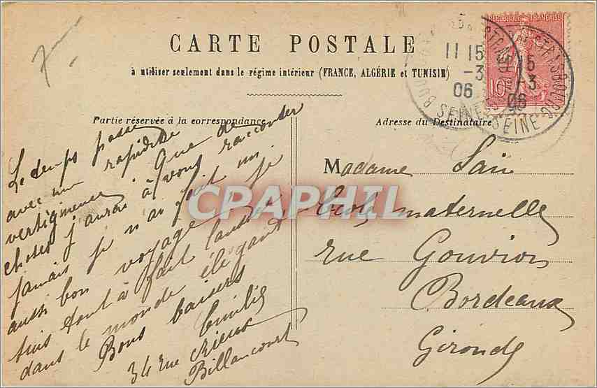 CPA PARIS-Palais de la Légion d'Honneur — Rückseite