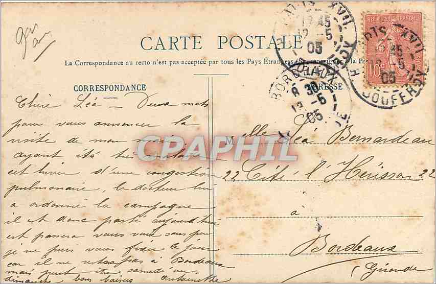 CPA PARIS- La place de l'Opéra — Rückseite