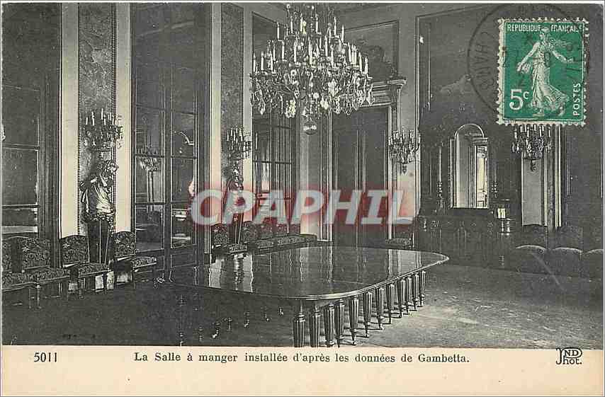 CPA La Salle à manger installée d'après les données de Gambetta