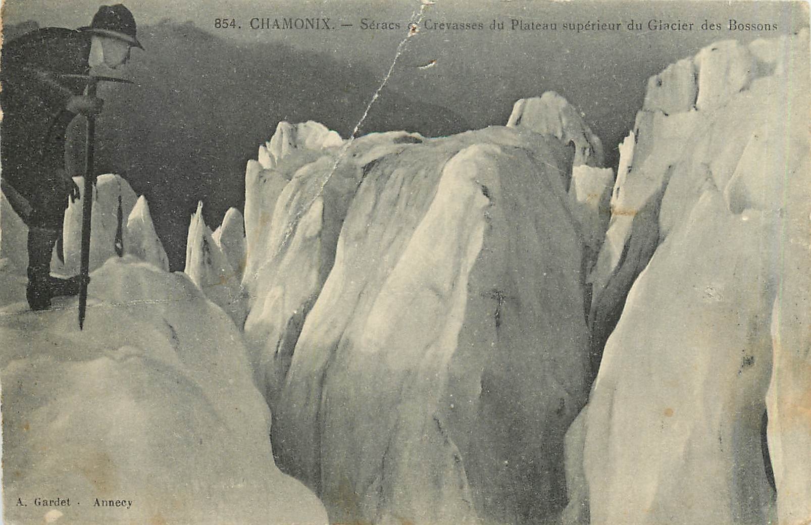 Antike Ansichtskarte CHAMONIX Seracs Crevasses du plateau superieur