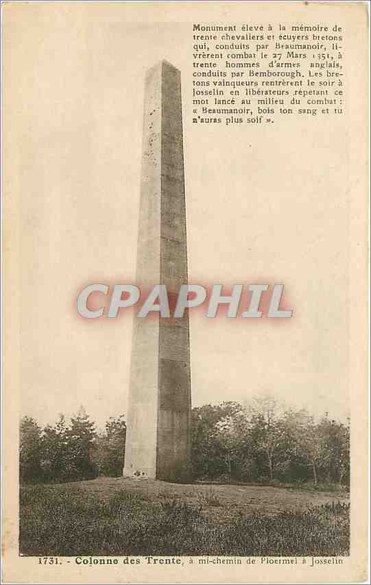 CPA Colonne des trente Ploermel Josselin