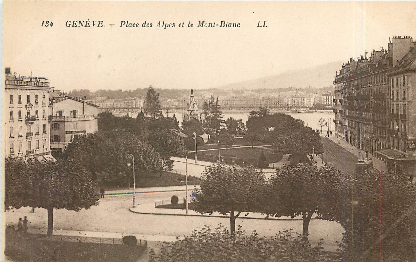 CPA Geneve_Place des Alpes et le Mont-Blanc