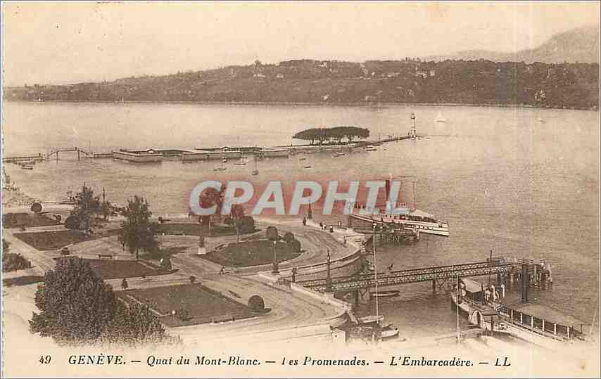 CPA GENEVE Quai du Mont-Blanc Les promenades L'embarcadere