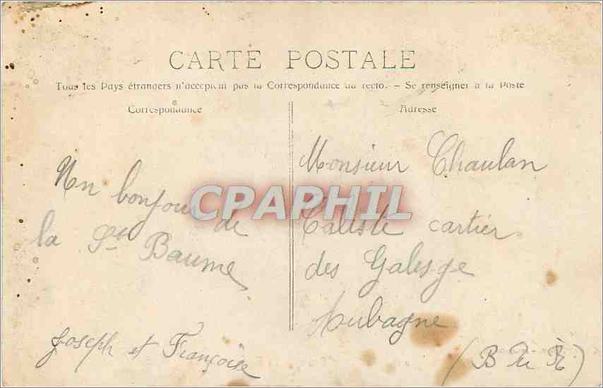 CPA La Sainte-Baume La ferme de Ginies — Verso