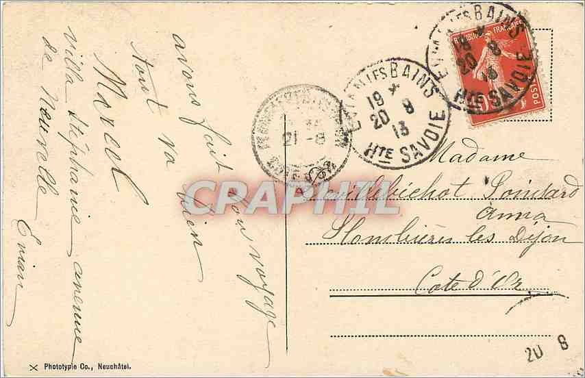 Evian-les-Bains - Le Port — Phototypie Co., Neuchâtel, n° 4343 — Verso