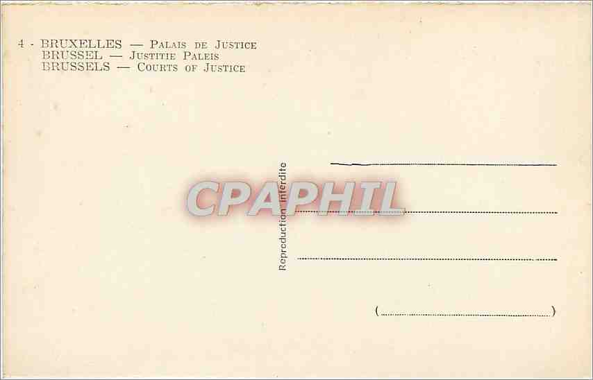 CPA BRUXELLES PALAIS DE JUSTICE — Rückseite