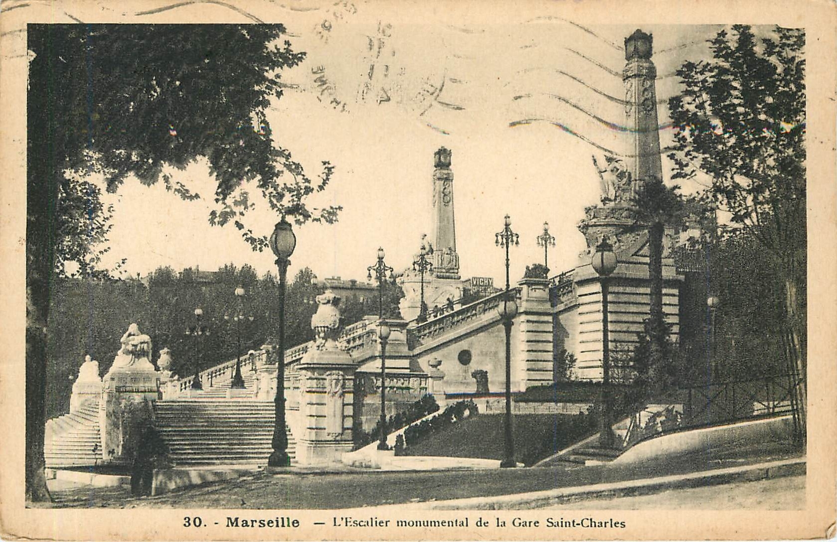 CPA MARSEILLE L'Escalier monumentale de la Gare