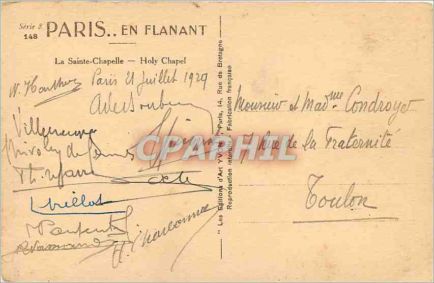 CPA PARIS EN FLANANT La Sainte Chapelle — Rückseite