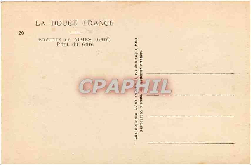 CPA NIMES Pont du Gard — Rückseite