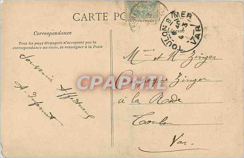 CPA COTE D'AZUR — Rückseite