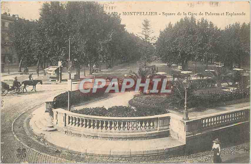 CPA MONTPELLIER Square de la Gare de Palavas et Esplanade