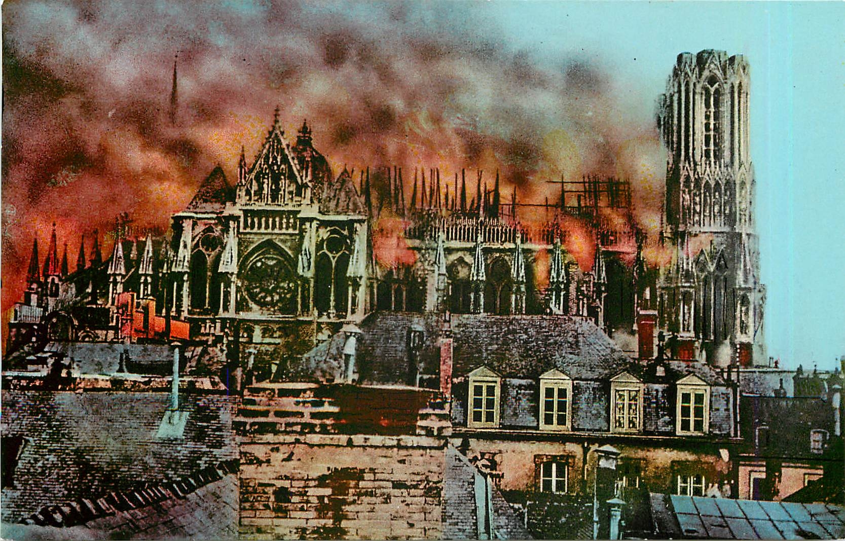CPA REIMS Incendie  du 19 Septembre 1914