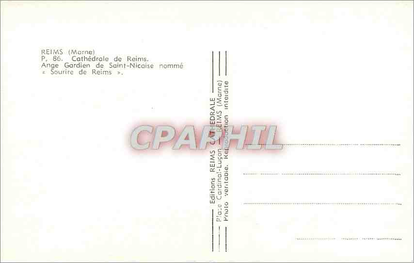 CPA REIMS Cathedrale — Verso