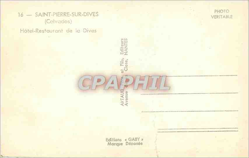 CPM SAINT-PIERRE-SUR-DIVES Hotel Restaurant de la Dives — Rückseite