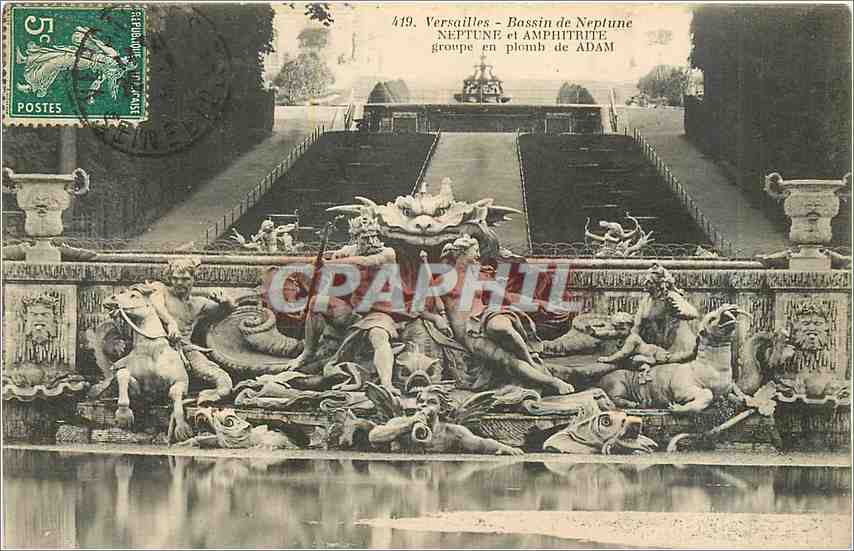 Versailles - Bassin de Neptune — groupe en plomb de ADAM — Héliotypie Bourdier et Faucheux