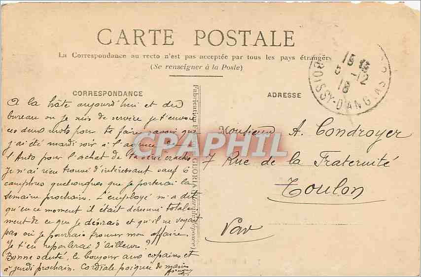 CPA PARIS Eglise de la Madeleine — Rückseite