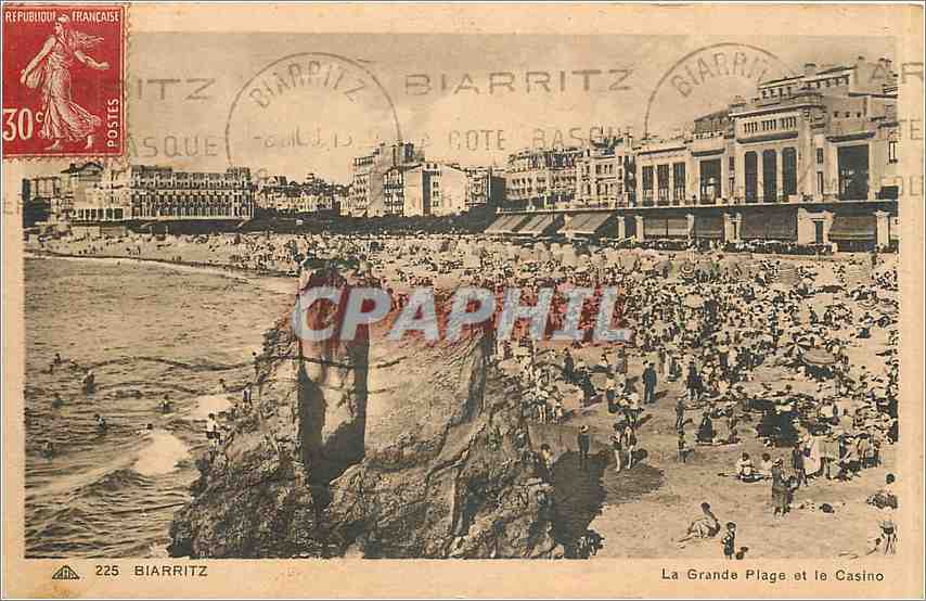 CPA BIARRITZ La grande Plage et le Casino