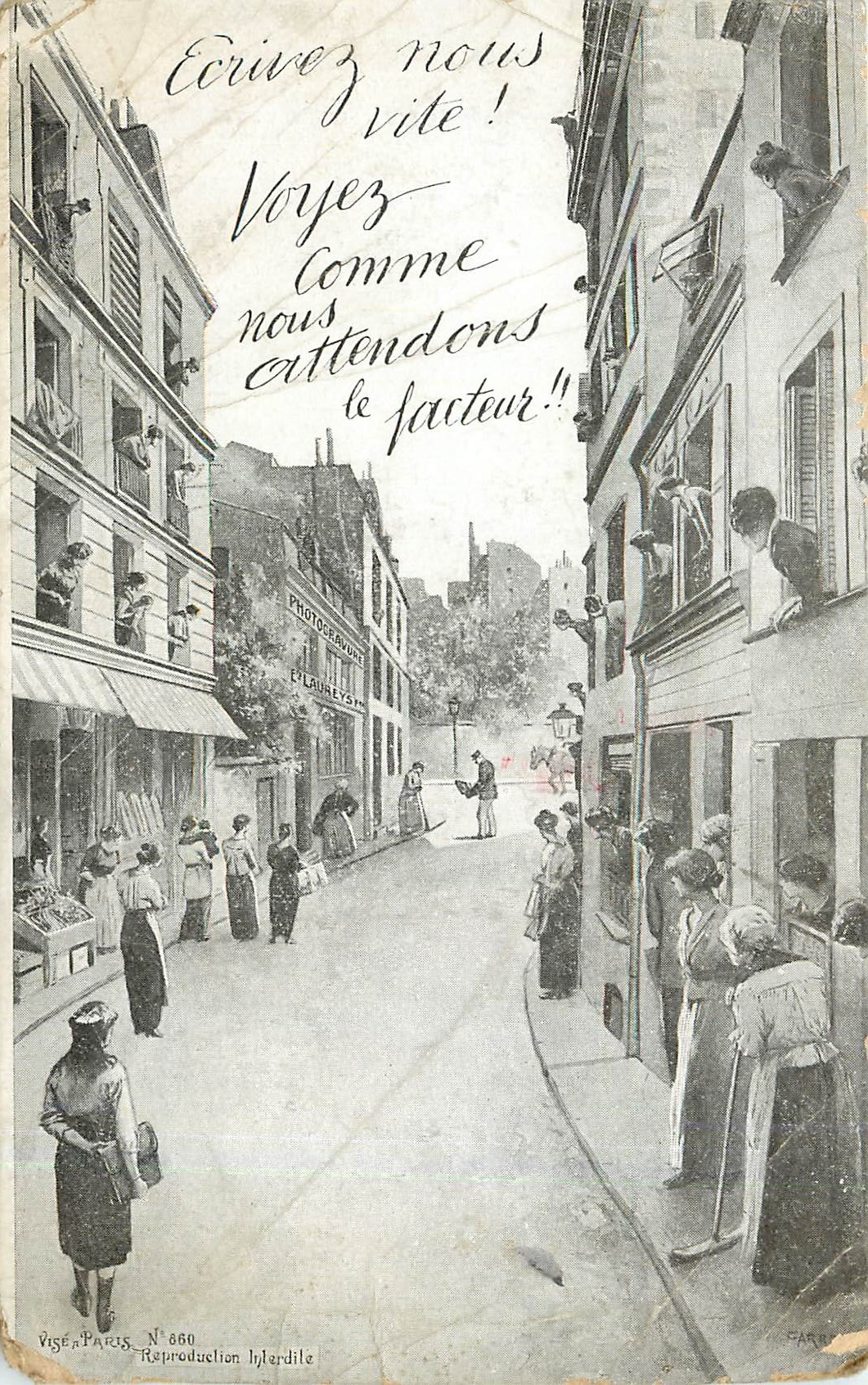 CPA Ecrivez nous vite  voyez comme nous attendons le facteur