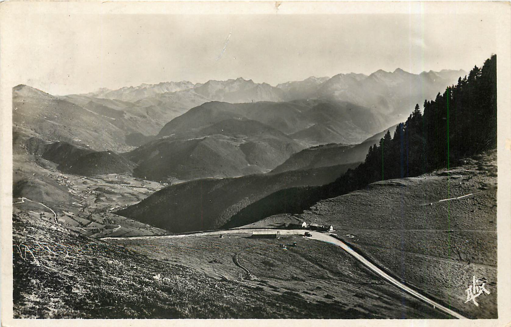 Le Col d'Aspin — Les deux versants de la route au sommet du Col — Edit. ALIX