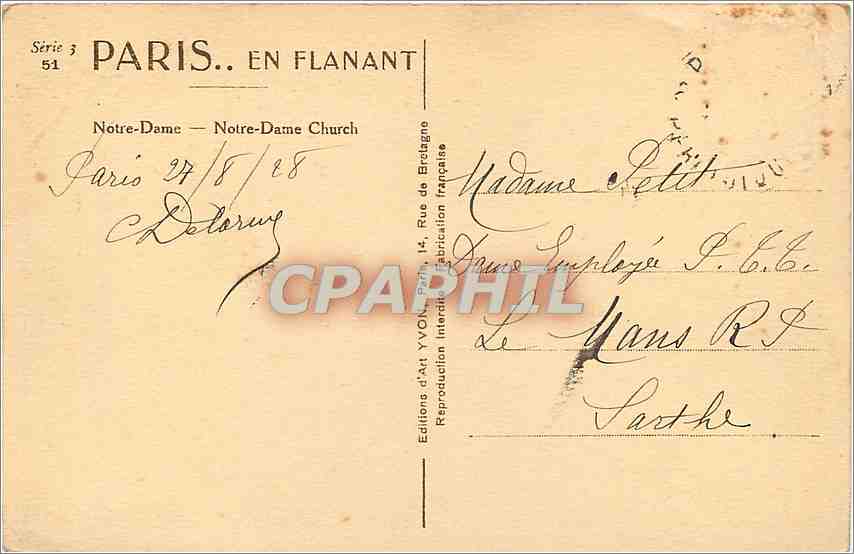 CPA Notre-Dame Paris — Rückseite