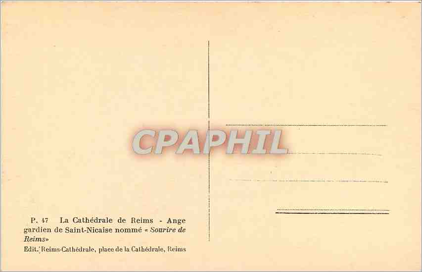 CPA La Cathédrale de Reims - Ange gardien de Saint-Nicaise nommé "Sourire de Reims — Verso
