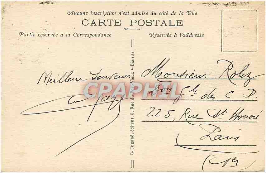 CPA BIARRITZ - Soleil couchant à la pointe de la cîe des Basques — Rückseite