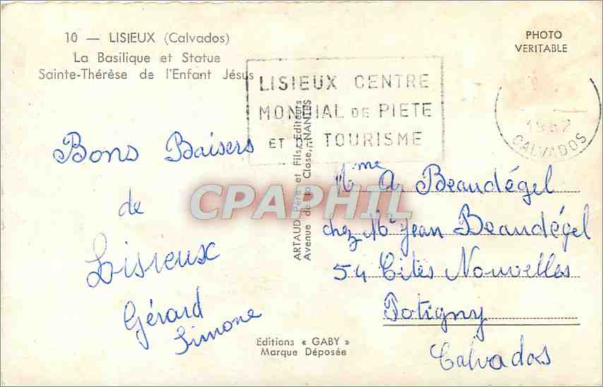 Lisieux — Basilique et Statue Sainte-Thérèse de l'Enfant Jésus — Éditions Gaby — Rückseite