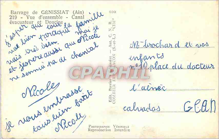CPM Barrage de GENISSIAT (Ain) Vue d'ensemble Canal évacuateur et Doucine — Rückseite