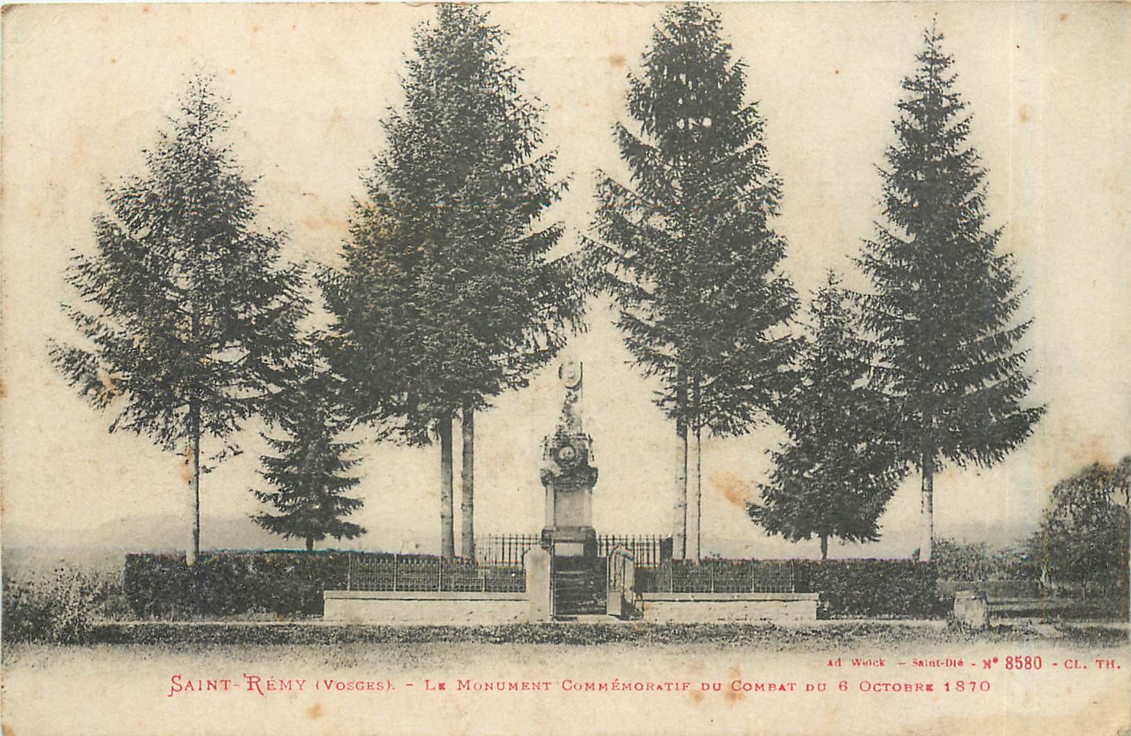 CPA SAINT-REMY (Voges) - Le Monument Commemoratif du Combat du 6 Octobre 1870