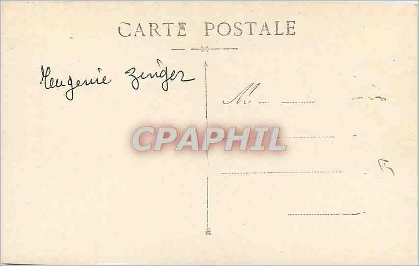 CARTE PHOTO Eugenie Zinger  — Verso