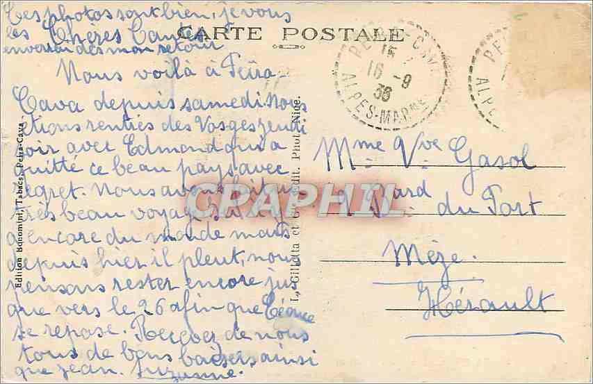 CPA PEIRA-CAVA Vue générale - Les Hotels — Rückseite