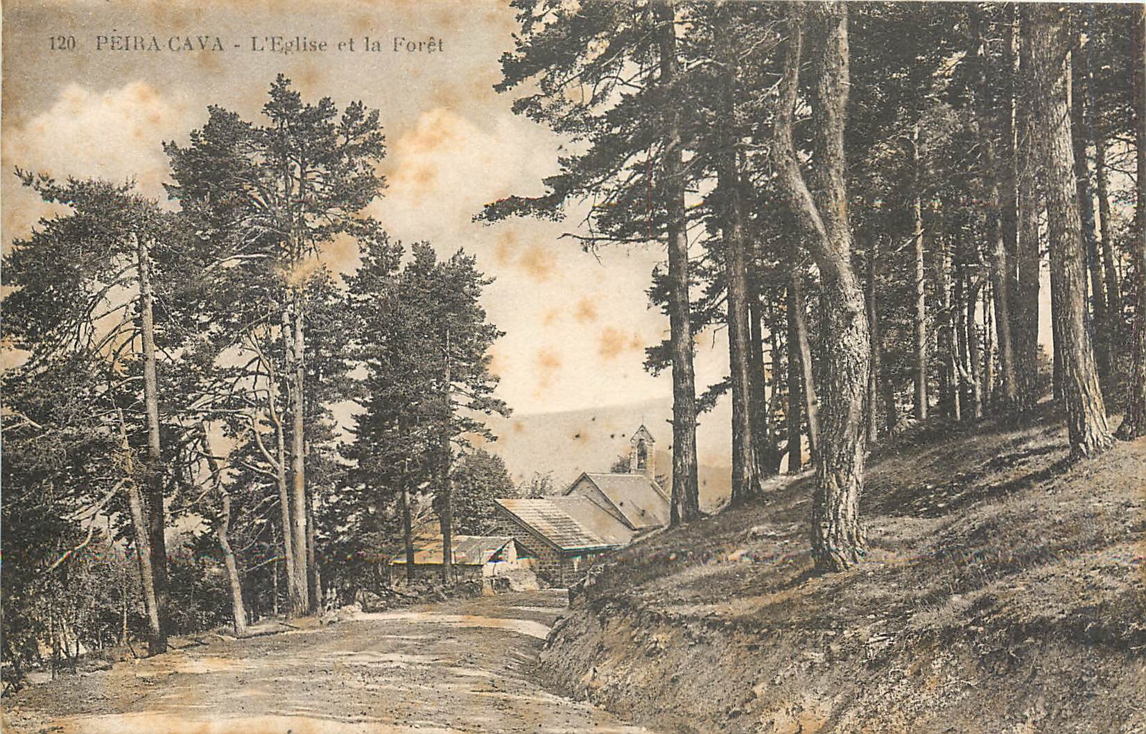 CPA PEIRA-CAVA - L'Eglise et la Forêt