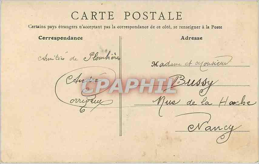 CPA Plombières-les-Bains dans son nid — Rückseite