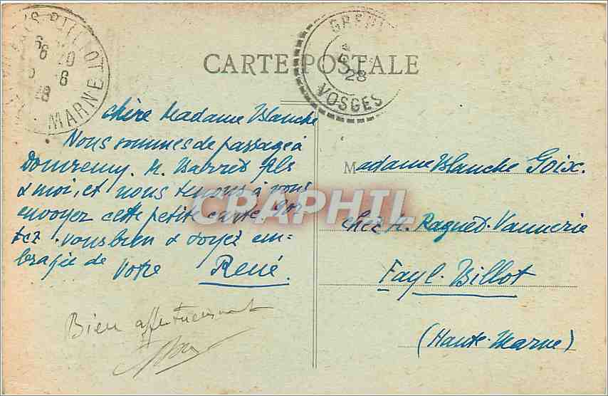 CPA DOMREMY - Maison natale de Jeanne d'Arc — Verso