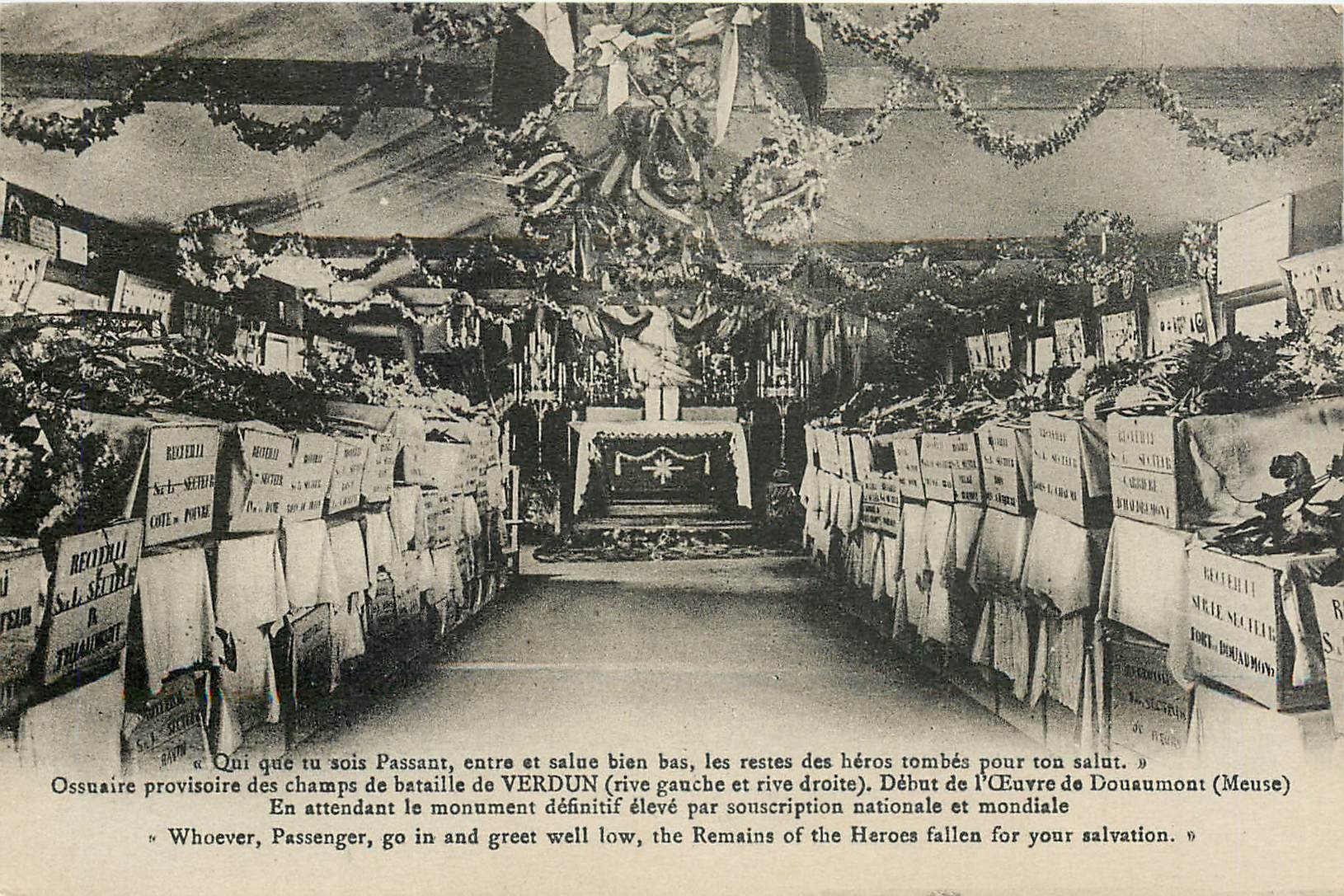 Ossuaire provisoire des champs de bataille de Verdun — Début de l'Œuvre de Douaumont (Meuse) — Revelli S.A. Sécrète