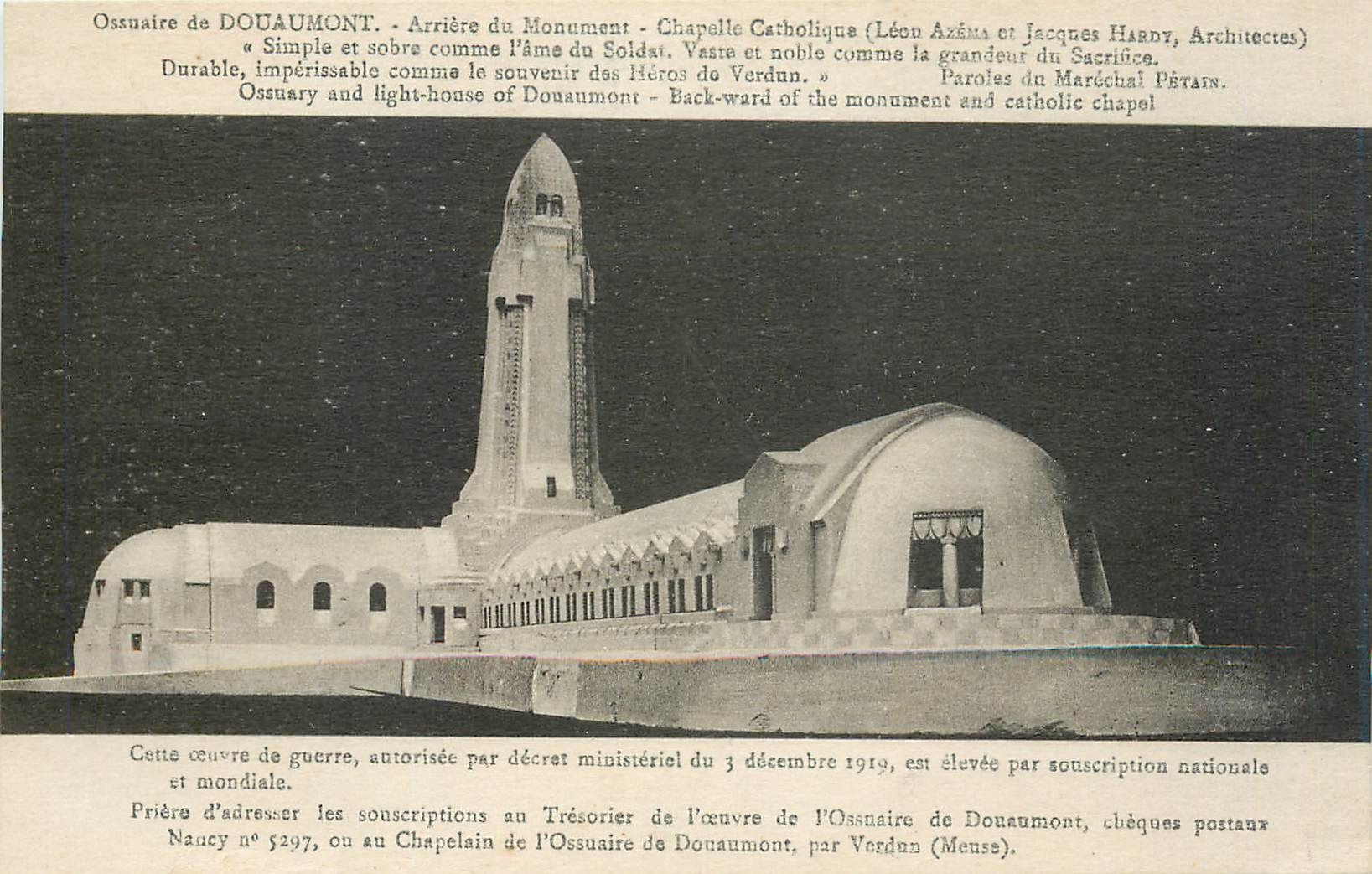 CPA Ossuaire et Phare de DOUAUMONT Arrière du Monument