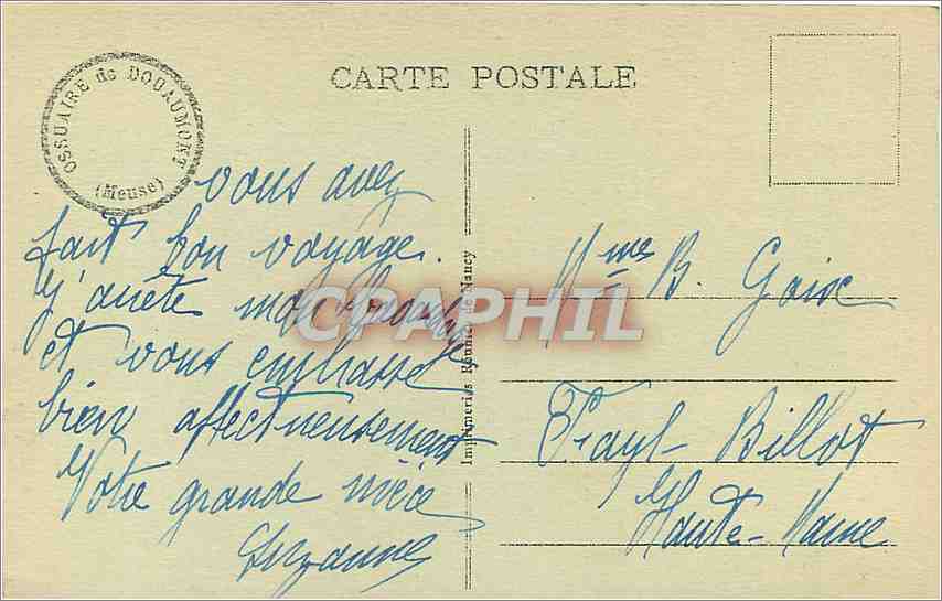 CPA Ossuaire et Phare de DOUAUMONT Arrière du Monument — Rückseite