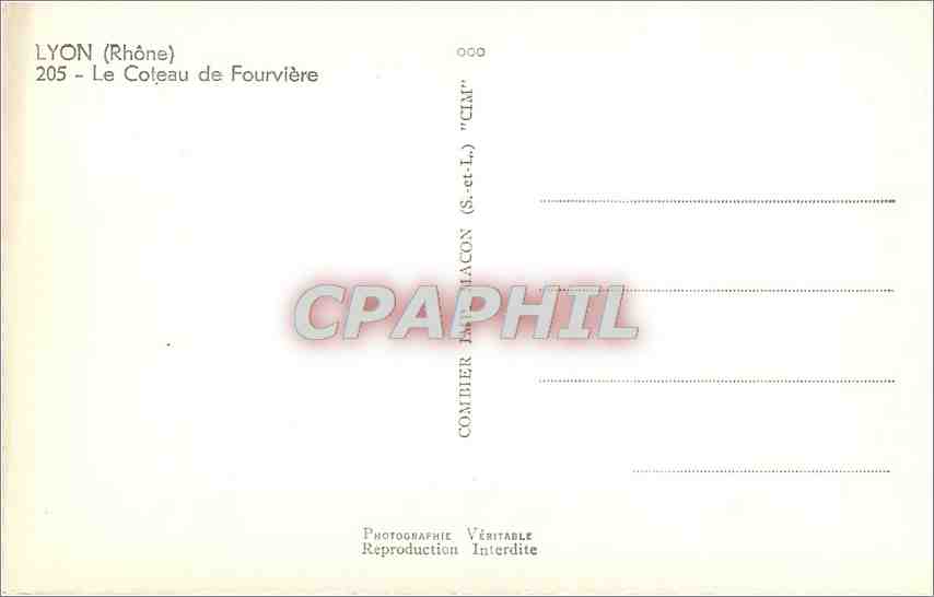 CPA lyon 5rHÖNE° 6 Le Coteau de Fourvière — Rückseite