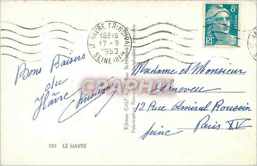 CPM Souvenir du Havre Vue du port La Liberte L'Ile de France Le pain de sucre — Rückseite