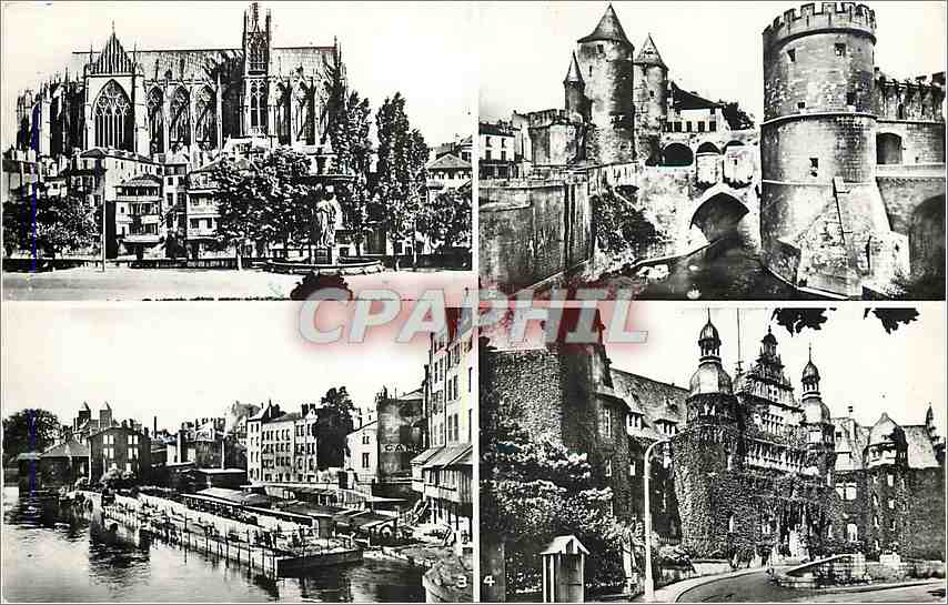 CPA METZ - La Cathédrale La porte des Allemands Les Themrmes Le palais du Gouverneur