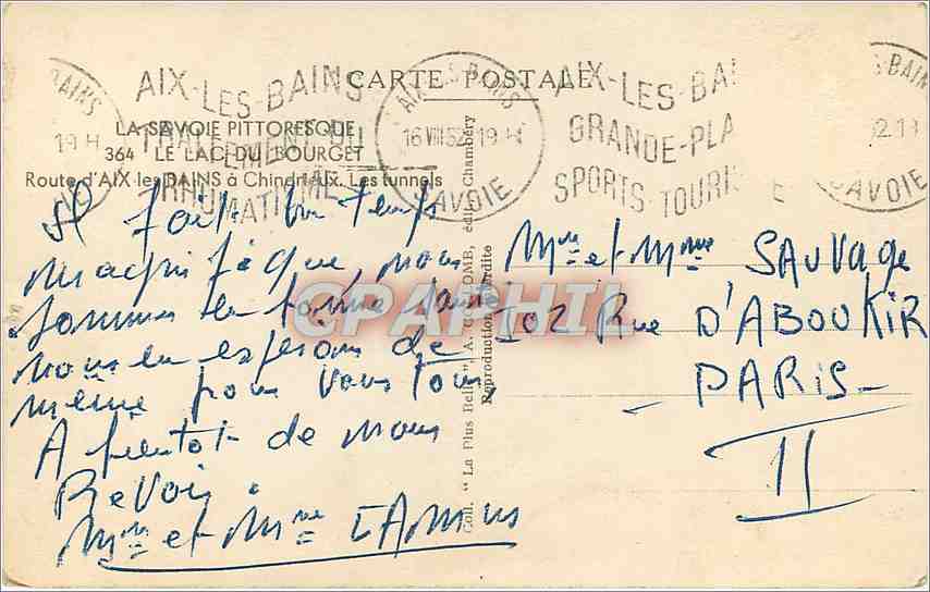 CPA Le Lac du Bourget — Rückseite